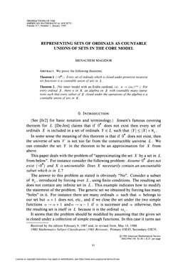 Representing Sets of Ordinals As Countable Unions of Sets in the Core Model