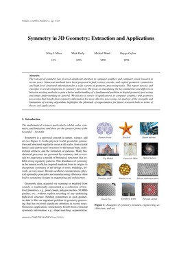 Symmetry in 3D Geometry: Extraction and Applications