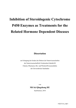 Inhibition of Steroidogenic Cytochrome P450 Enzymes As Treatments for the Related Hormone Dependent Diseases