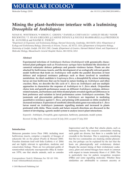 Mining the Plantherbivore Interface with a Leafmining Drosophila Of