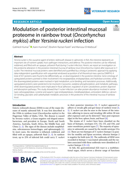 Oncorhynchus Mykiss) After Yersinia Ruckeri Infection Gokhlesh Kumar1* , Karin Hummel2, Ebrahim Razzazi‑Fazeli2 and Mansour El‑Matbouli1