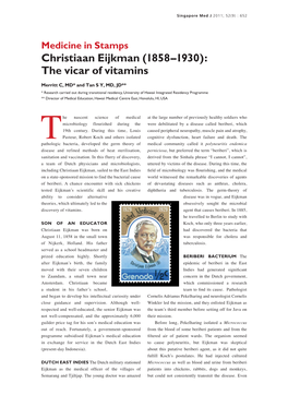 Christiaan Eijkman (1858–1930): the Vicar of Vitamins