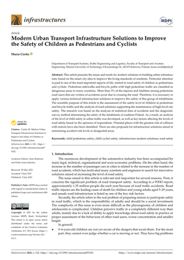 Modern Urban Transport Infrastructure Solutions to Improve the Safety of Children As Pedestrians and Cyclists