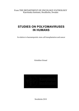 Studies on Polyomaviruses in Humans