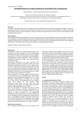 Myrmecophilous Laboulbeniales (Ascomycota) in Belgium
