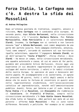 Forza Italia, La Carfagna Non C'è. a Destra La Sfida Dei Mussolini