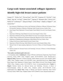 Large-Scale Tumor-Associated Collagen Signatures Identify High-Risk Breast Cancer Patients