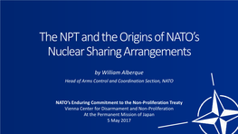 The NPT and the Origins of NATO's Nuclear Sharing Arrangements