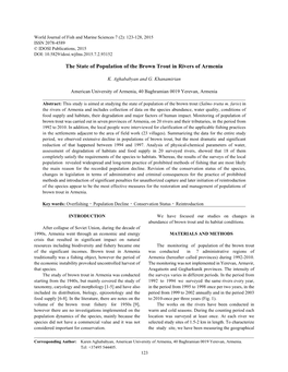 The State of Population of the Brown Trout in Rivers of Armenia