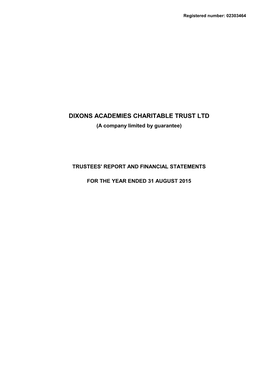 DIXONS ACADEMIES CHARITABLE TRUST LTD (A Company Limited by Guarantee)