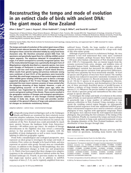 Reconstructing the Tempo and Mode of Evolution in an Extinct Clade of Birds with Ancient DNA: the Giant Moas of New Zealand