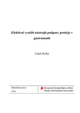 Efektivní Využití Nástrojů Podpory Prodeje V Gastronomii