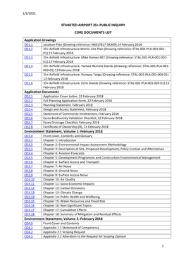 Stansted Airport 35+ Public Inquiry Core Documents List