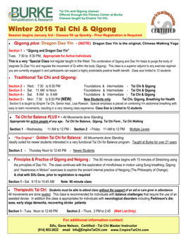 Winter 2016 Tai Chi & Qigong