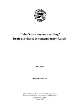 Draft-Avoidance in Contemporary Russia