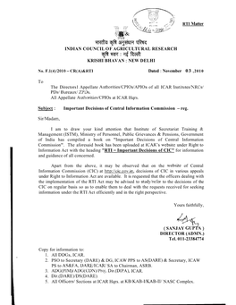 Important Decisions of Central Information Commission - Reg