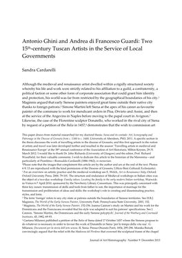 Antonio Ghini and Andrea Di Francesco Guardi: Two 15Th-Century Tuscan Artists in the Service of Local Governments