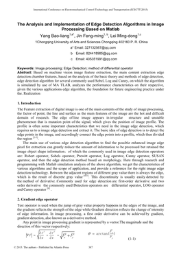 The Analysis and Implementation of Edge Detection Algorithms in Image