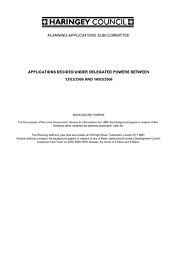 Planning Applications Sub-Committee Applications