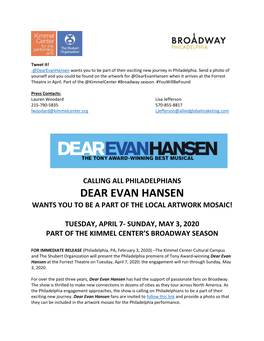 Dear Evan Hansen Wants You to Be a Part of the Local Artwork Mosaic!