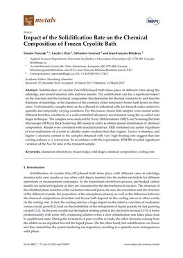 Impact of the Solidification Rate on the Chemical Composition of Frozen