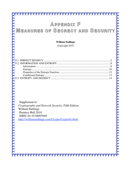 Appendix F Measures of Secrecy and Security