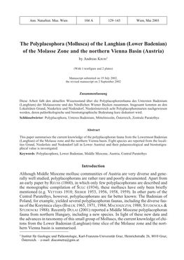 The Polyplacophora of the Langhian (Lower Badenian) of the Molasse