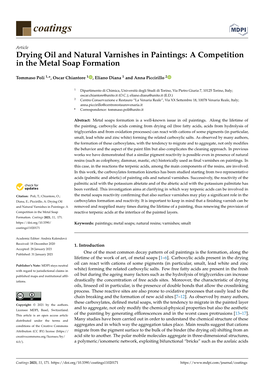 Drying Oil and Natural Varnishes in Paintings: a Competition in the Metal Soap Formation