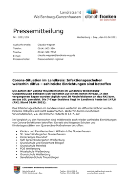 Pressemitteilung Nr.: 2021/109 Weißenburg I