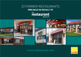 Restaurants for Sale on Behalf of the Restaurant Group Plc