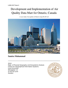 Development and Implementation of Air Quality Data Mart for Ontario, Canada