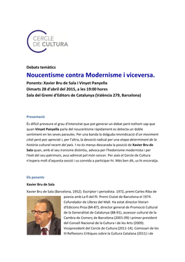 Noucentisme Contra Modernisme I Viceversa