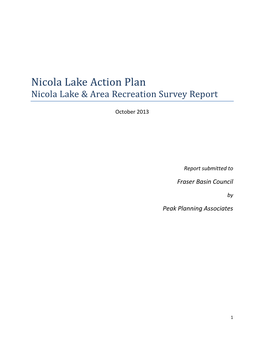 Nicola Lake Action Plan Nicola Lake & Area Recreation Survey Report