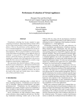 Performance Evaluation of Virtual Appliances