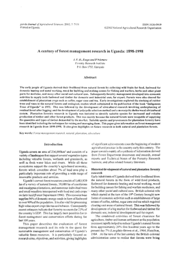 A Century of Forest Management Research in Uganda: 1898-1998