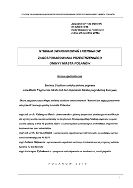 Załącznik Nr 1 Do Uchwały Nr LIII/440/2010 Rady Miejskiej W Polanowie Z Dnia 28 Września 2010