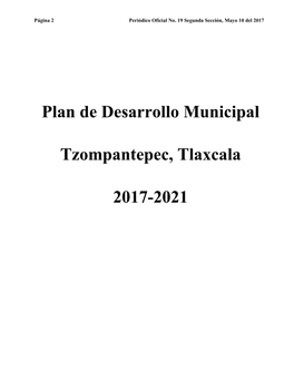 Plan De Desarrollo Municipal Tzompantepec, Tlaxcala 2017-2021