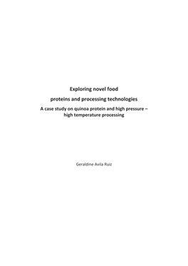 Exploring Novel Food Proteins and Processing Technologies a Case Study on Quinoa Protein and High Pressure – High Temperature Processing