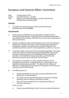 British-Irish Inter-Parliamentary Body Was Established in February 1990 with the Consent and Co-Operation of Both Governments