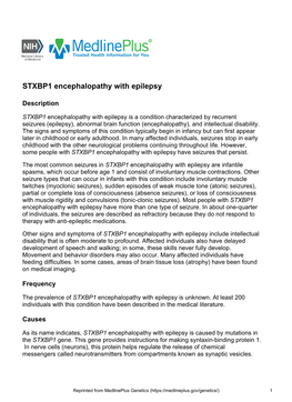 STXBP1 Encephalopathy with Epilepsy