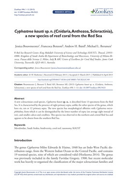 Cyphastrea Kausti Sp. N. (Cnidaria, Anthozoa, Scleractinia), a New Species of Reef Coral from the Red Sea