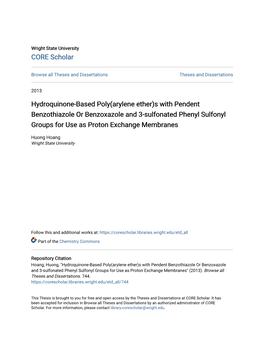 Hydroquinone-Based Poly(Arylene Ether)S with Pendent Benzothiazole Or Benzoxazole and 3-Sulfonated Phenyl Sulfonyl Groups for Use As Proton Exchange Membranes
