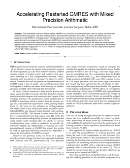 Accelerating Restarted GMRES with Mixed Precision Arithmetic