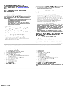 NPLATE (Romiplostim) for Injection, for Subcutaneous Use ------CONTRAINDICATIONS ------­ Initial U.S