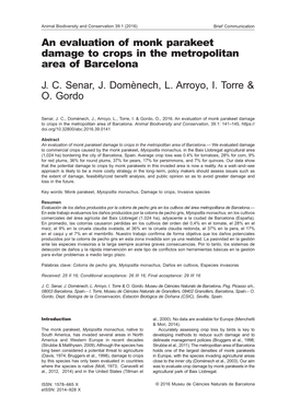 An Evaluation of Monk Parakeet Damage to Crops in the Metropolitan Area of Barcelona