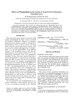 Effects of Phospholipids in the Action of Acetyl-Coa Carboxylase from Rat Liver H