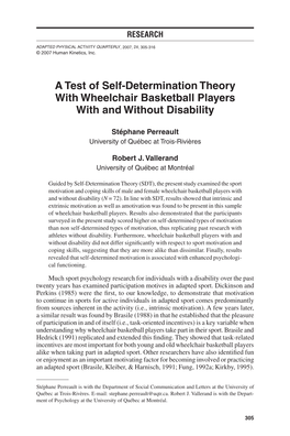 A Test of Self-Determination Theory with Wheelchair Basketball Players with and Without Disability