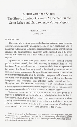 A Dish with One Spoon: the Shared Hunting Grounds Agreement in the Great Lakes and St