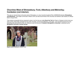 Churches West of Shrewsbury: Ford, Alberbury and Melverley; Cardeston (Not Interior)
