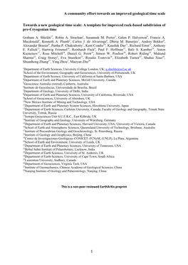 A Community Effort Towards an Improved Geological Time Scale 1